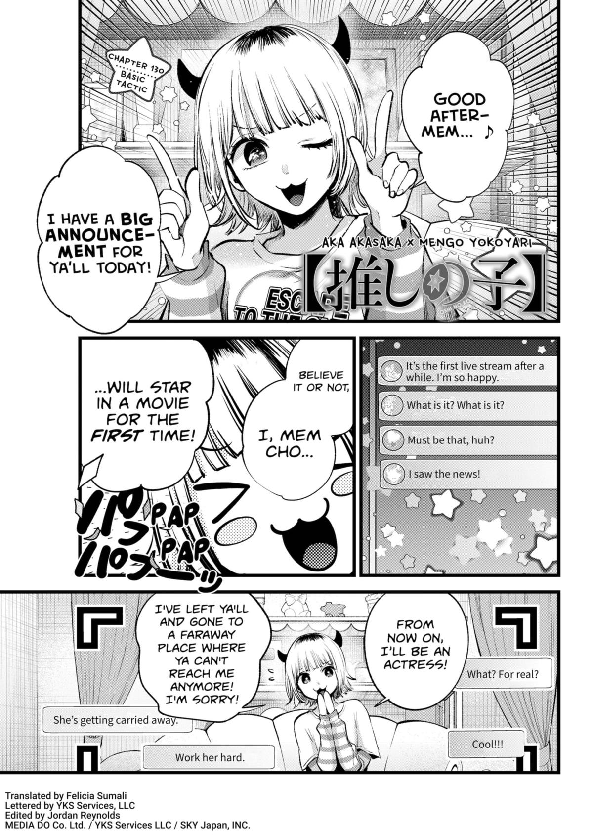Oshi No Ko Manga Manga Chapter - 130 - image 1
